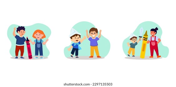 Flat Bundle Children's Day Design Illustration