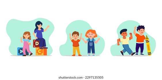 Flat Bundle Children's Day Design Illustration