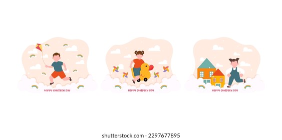Flat Bundle Children's Day Design Illustration