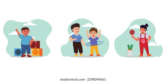 Flat Bundle Children's Day Design Illustration