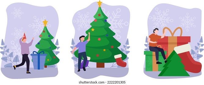 Flaches Paket Weihnachtsfeier Design Illustration