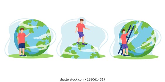 Flat Bundle Earth Day Design Illustration