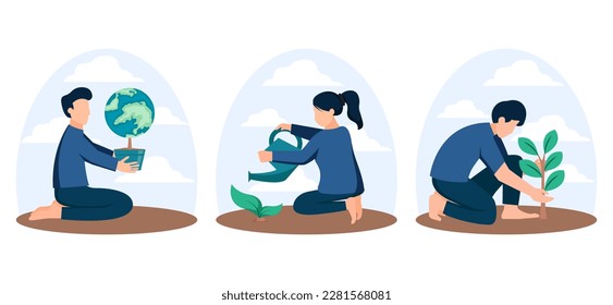 Flat Bundle Earth Day Design Illustration