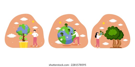 Flat Bundle Earth Day Design Illustration