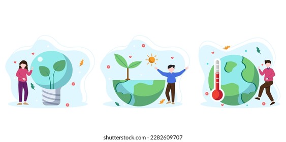 Flat Bundle Earth Day Design Illustration