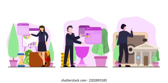 Ilustración de diseño de financiación de paquetes planos