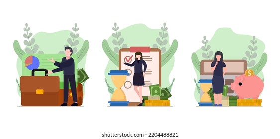 Ilustración de diseño de financiación de paquetes planos