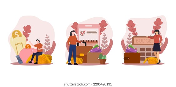 Ilustración de diseño de financiación de paquetes planos