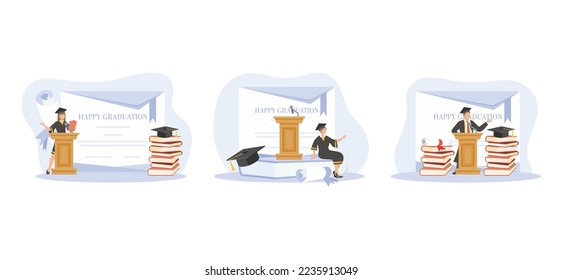Flat Bundle Graduation Design Illustration