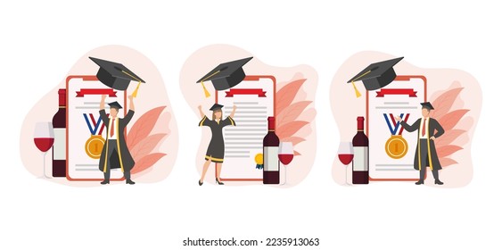 Flat Bundle Graduation Design Illustration