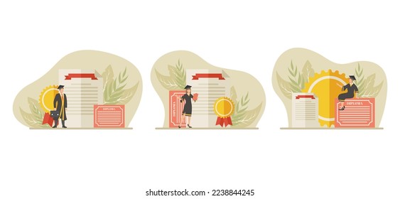 Ilustración de diseño de graduación de paquete plano