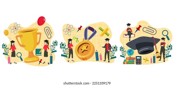 Flat Bundle Graduation Design Illustration