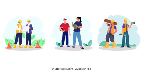 Flat Bundle Labour Day Design Illustration