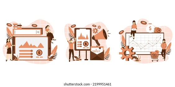 Flat Bundle Marketing Brown Site Design Illustration