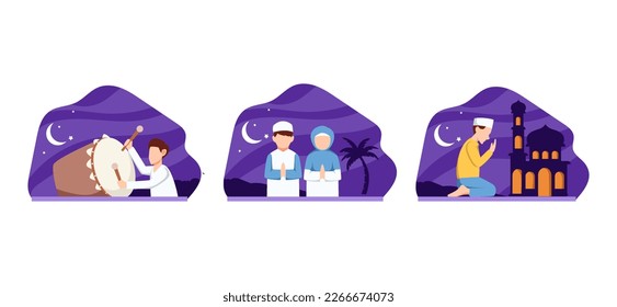 Plano plano Ilustración de diseño de Ramadán