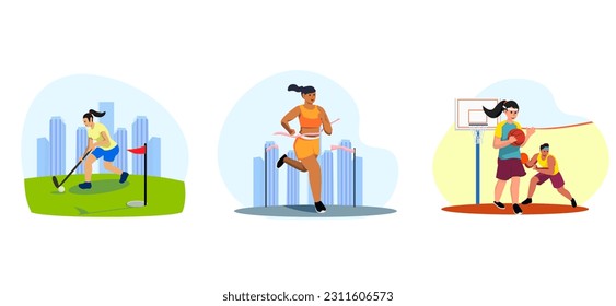 Flat Bundle Sport Design Illustration