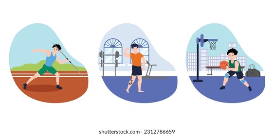 Flat Bundle Sport Design Illustration