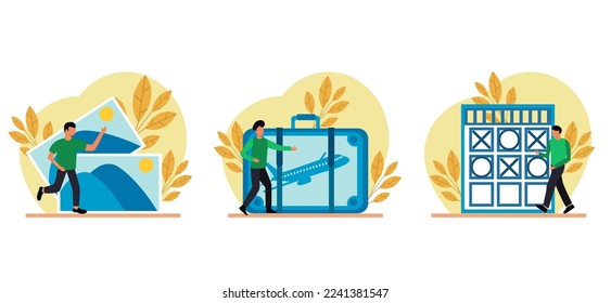 Ilustración de diseño de viajes de paquete plano
