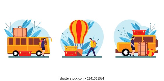 Flat Bundle Travel Design Illustration