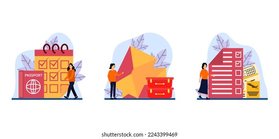 Ilustración de diseño de viajes de paquete plano