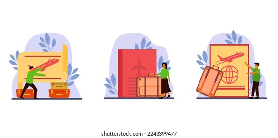 Flat Bundle Travel Design Illustration