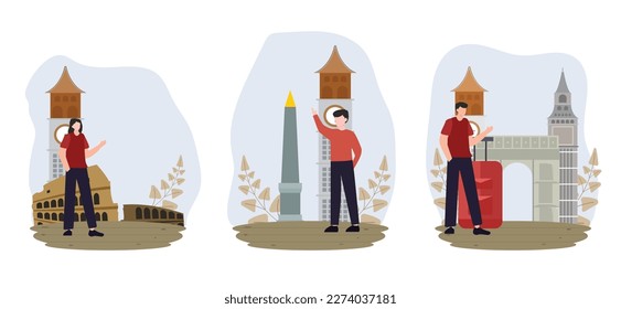 Flat Bundle Travel Destination Design Illustration