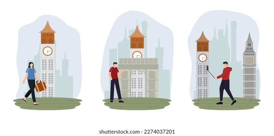 Flat Bundle Travel Destination Design Illustration