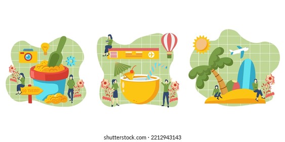 Flat Bundle Travel Summer Beach Design Illustration