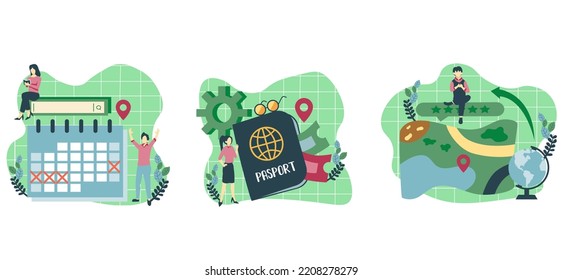 Ilustración de diseño de horarios de viaje de paquete plano