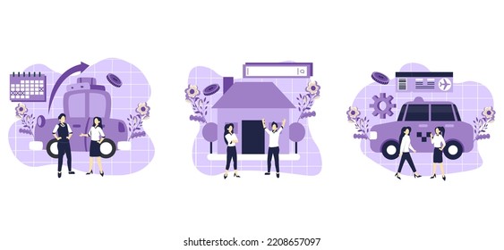 Flat Bundle Travel Transportation Design Illustration