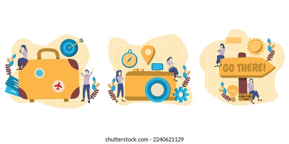 Flat Bundle Travel Yellow Design Illustration