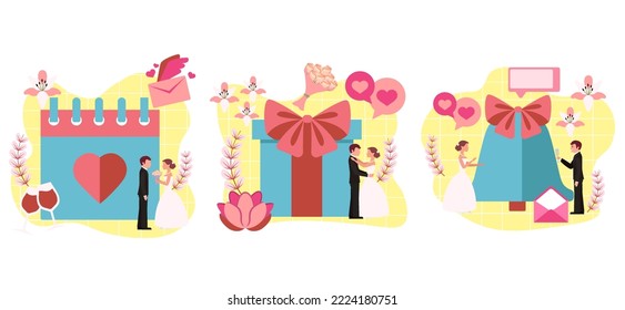 Flat Bundle Wedding Design Illustration