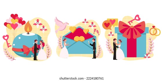Flat Bundle Wedding Design Illustration