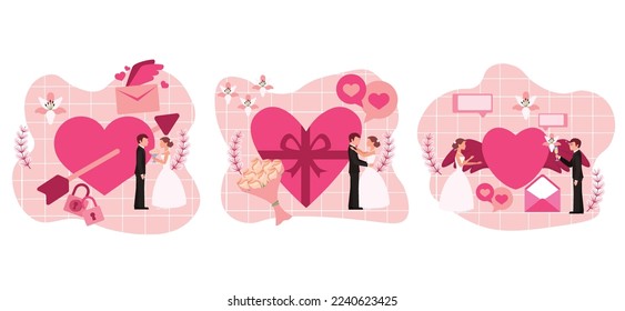 Flat Bundle Wedding Design Illustration