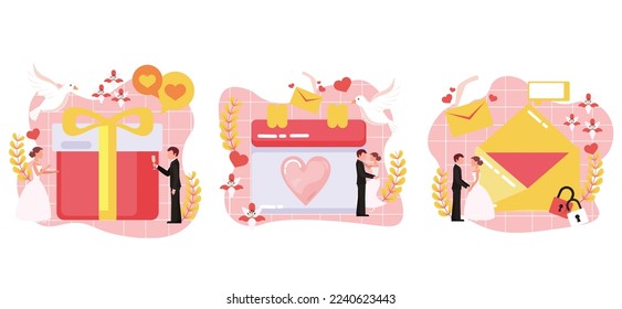 Flat Bundle Wedding Design Illustration