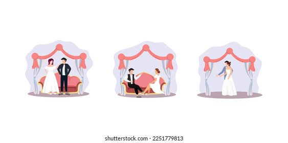 Flat Bundle Wedding Design Illustration