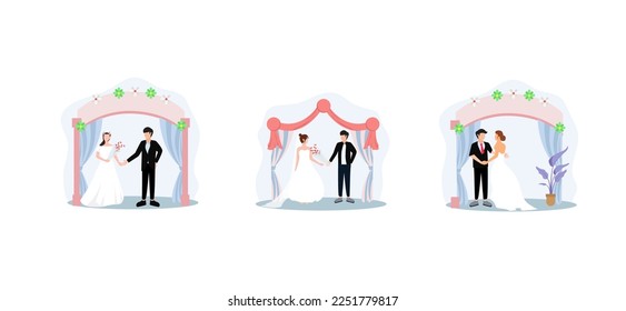 Flat Bundle Wedding Design Illustration