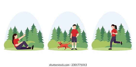 Flat Bundle Weekend Activity Design Illustration