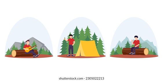 Flat Bundle Weekend Activity Design Illustration