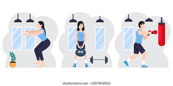 Flat Bundle Workout Design Illustration