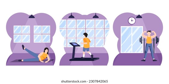 Flat Bundle Workout Design Illustration