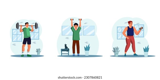 Flat Bundle Workout Design Illustration