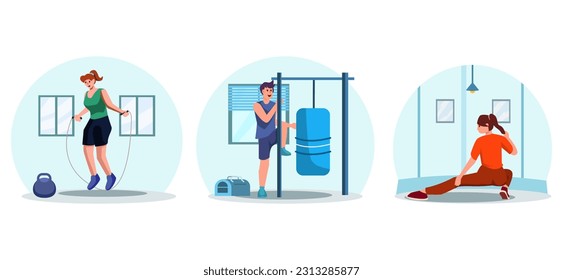 Flat Bundle Workout Design Illustration