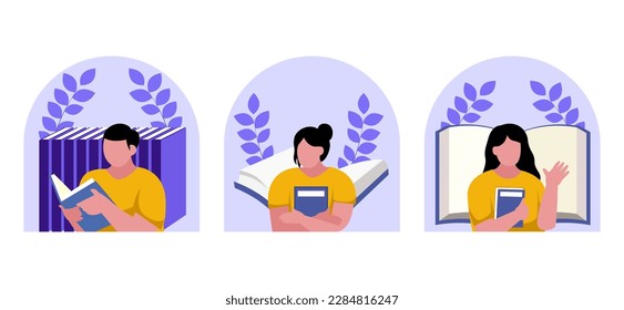 Flat Bundle World Book Day Design Illustration