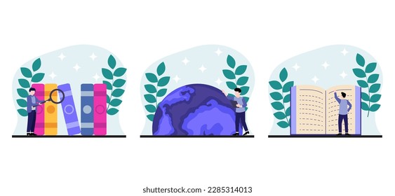 Flat Bundle World Book Day Design Illustration