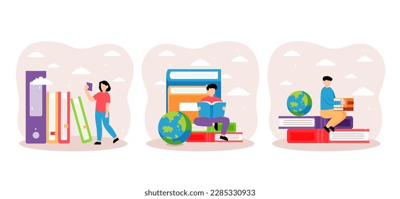 Flat Bundle World Book Day Design Illustration