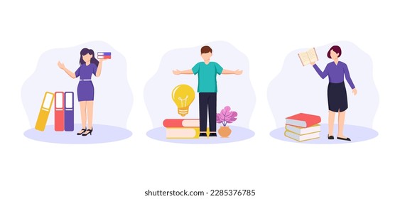 Flat Bundle World Book Day Design Illustration