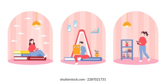 Flat Bundle World Book Day Design Illustration