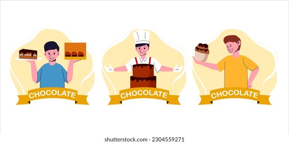 Flat Bundle World Chocolate Day Design Illustration
