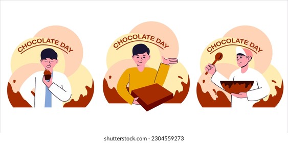 Flat Bundle World Chocolate Day Design Illustration
